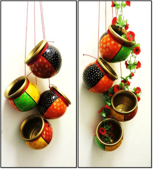 Hand painted terracotta pots