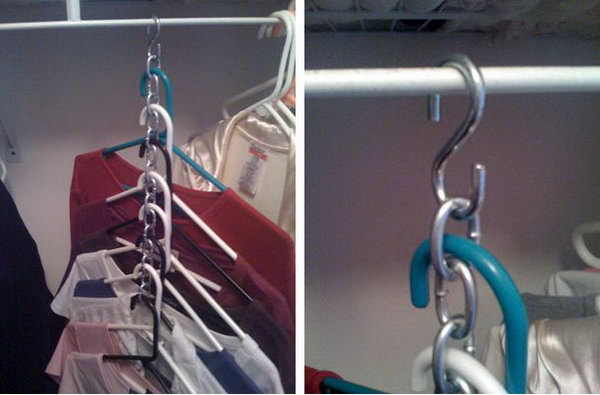 S-hooks let you put up many garments in less space