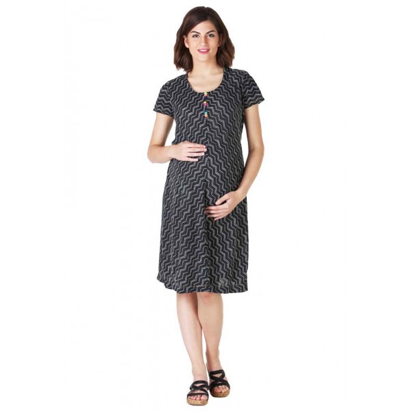 black print maternity dress