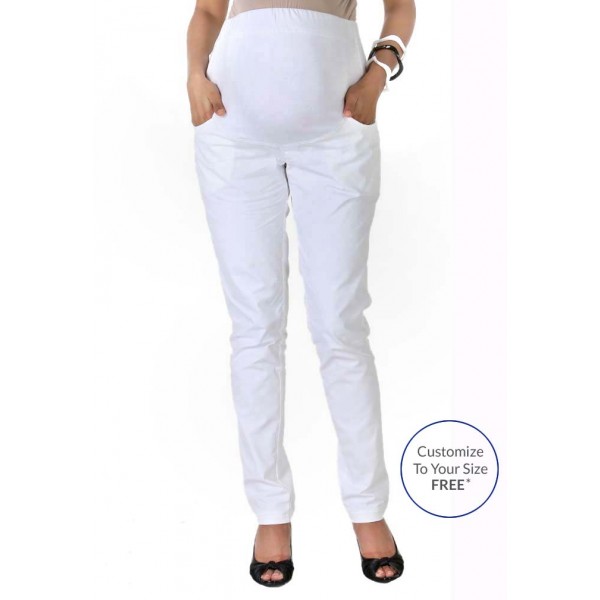 White pencil pregnancy pants