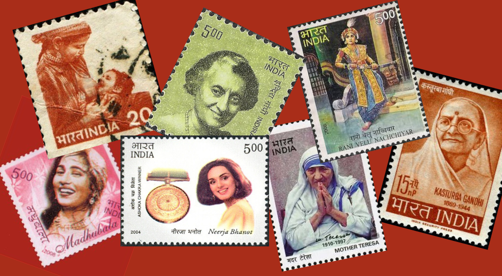 Indian women on postal stamps