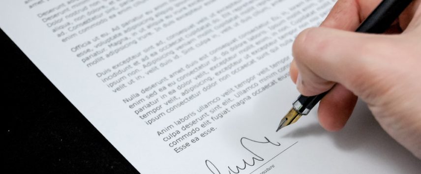 Signing a legal document